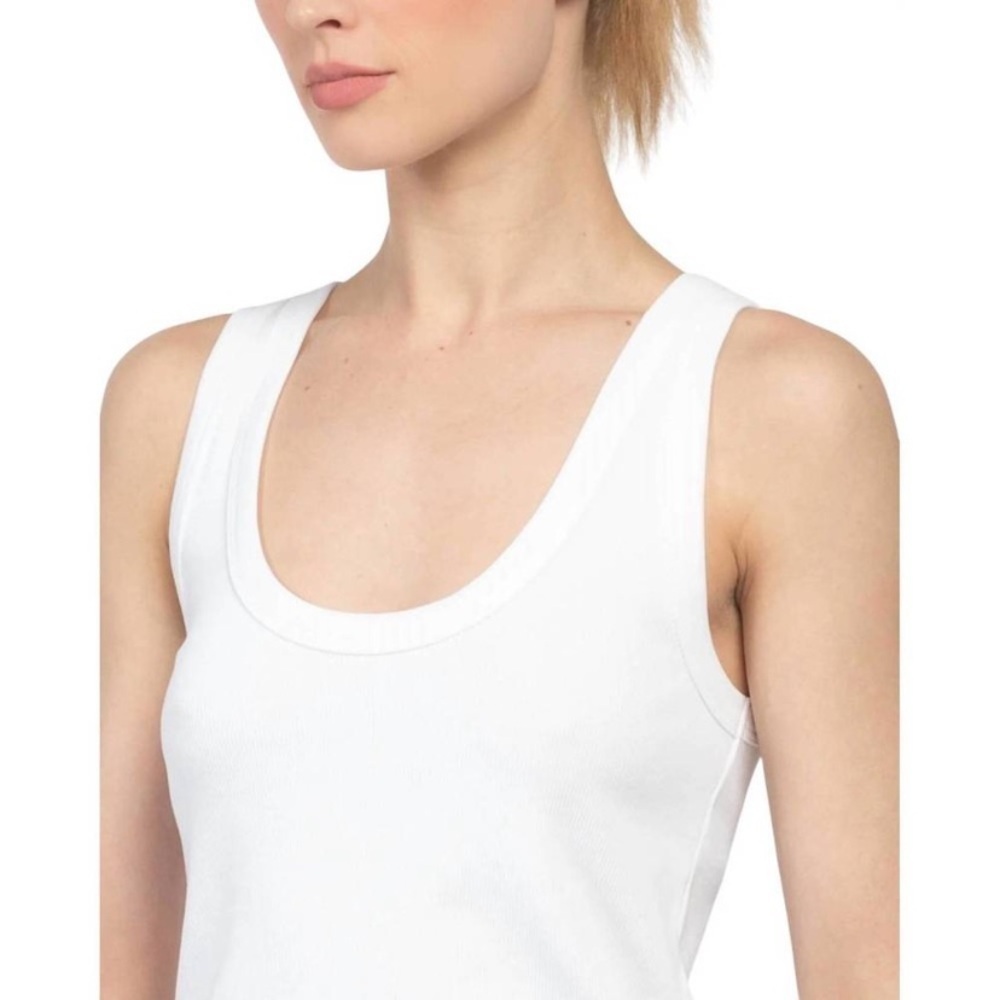 Veronica Beard Jeans white scoop neck curbed hem tank top 20732